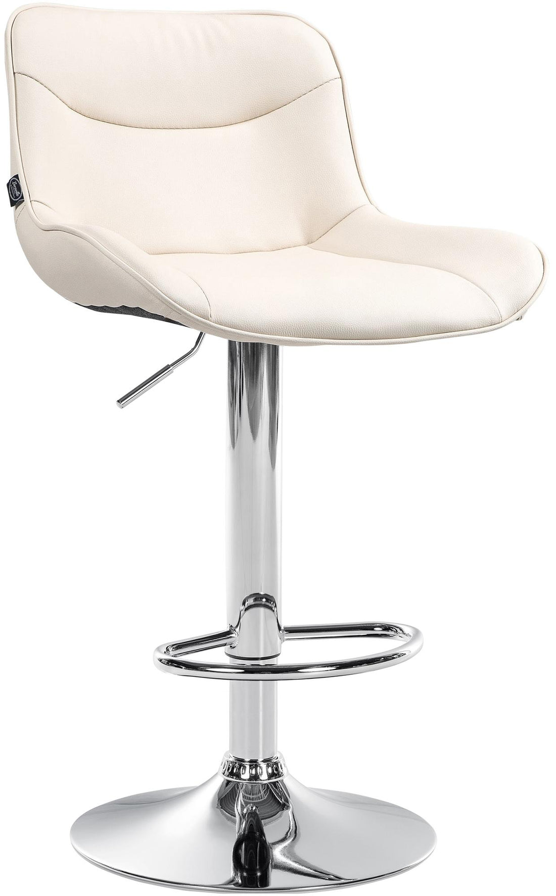 Kunstleren Barkruk - Design Kruk - Ergonomisch Comfort, Verstelbare Hoogte Kleur wit Onderstel Kleur chroom