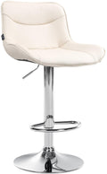 Kunstleren Barkruk - Design Kruk - Ergonomisch Comfort, Verstelbare Hoogte Kleur crème Onderstel Kleur chroom