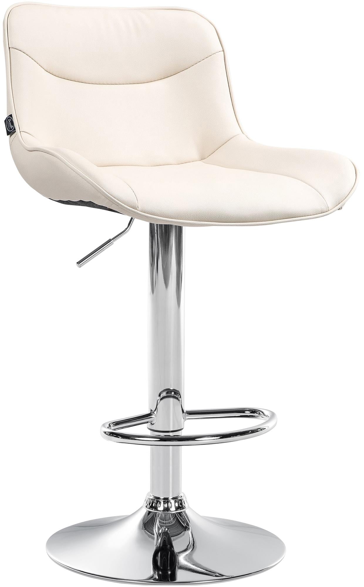 Kunstleren Barkruk - Design Kruk - Ergonomisch Comfort, Verstelbare Hoogte Kleur crème Onderstel Kleur chroom