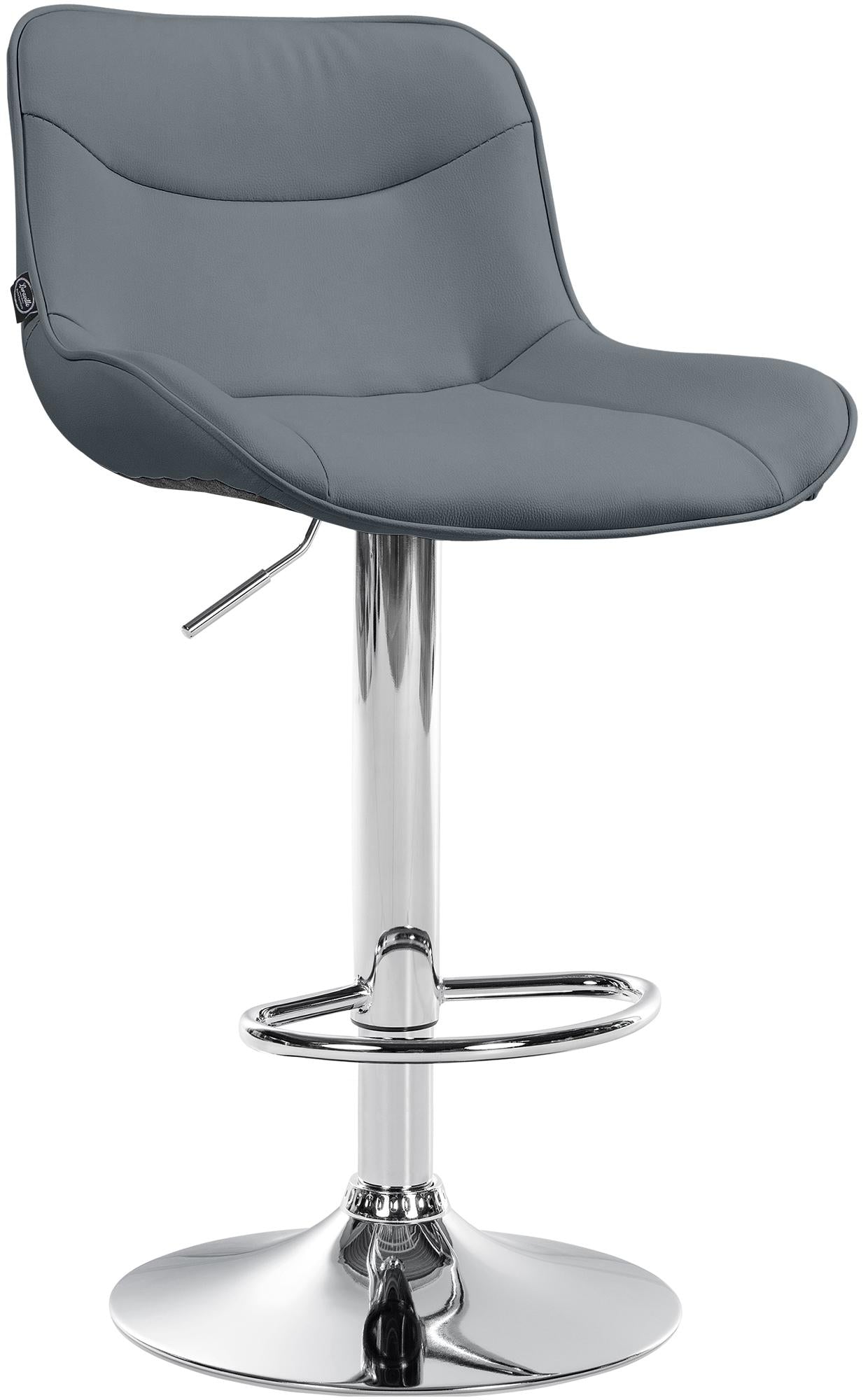 Kunstleren Barkruk - Design Kruk - Ergonomisch Comfort, Verstelbare Hoogte Kleur grijs Onderstel Kleur chroom