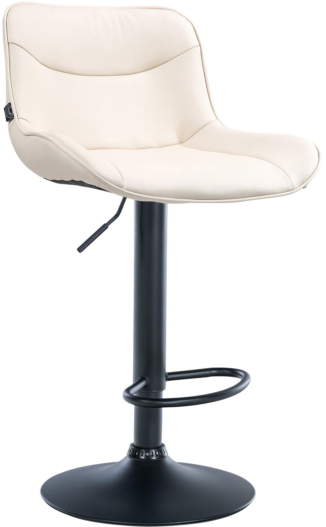 Kunstleren Barkruk - Design Kruk - Ergonomisch Comfort, Verstelbare Hoogte Kleur crème Onderstel Kleur zwart
