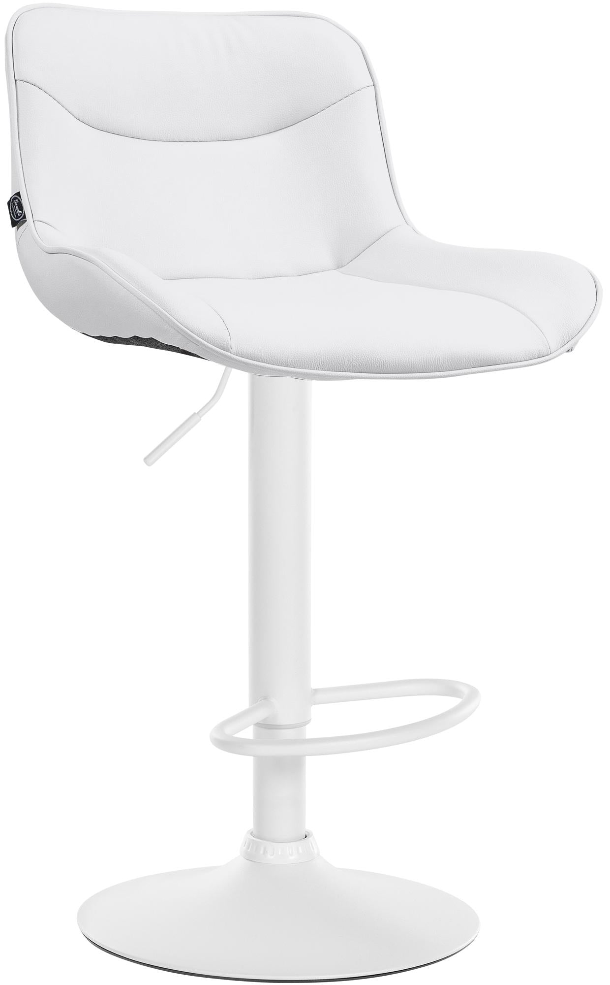 Kunstleren Barkruk - Design Kruk - Ergonomisch Comfort, Verstelbare Hoogte Kleur wit Onderstel Kleur wit