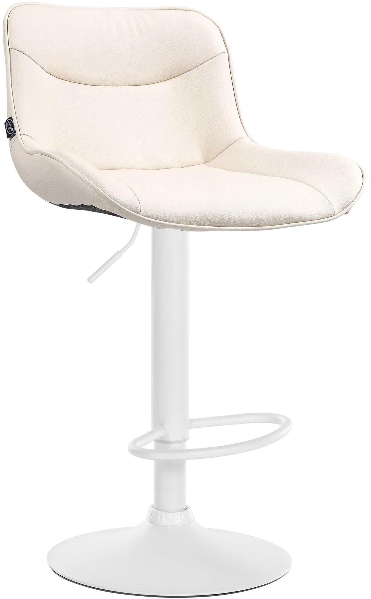 Kunstleren Barkruk - Design Kruk - Ergonomisch Comfort, Verstelbare Hoogte Kleur crème Onderstel Kleur wit