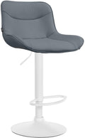 Kunstleren Barkruk - Design Kruk - Ergonomisch Comfort, Verstelbare Hoogte Kleur grijs Onderstel Kleur wit