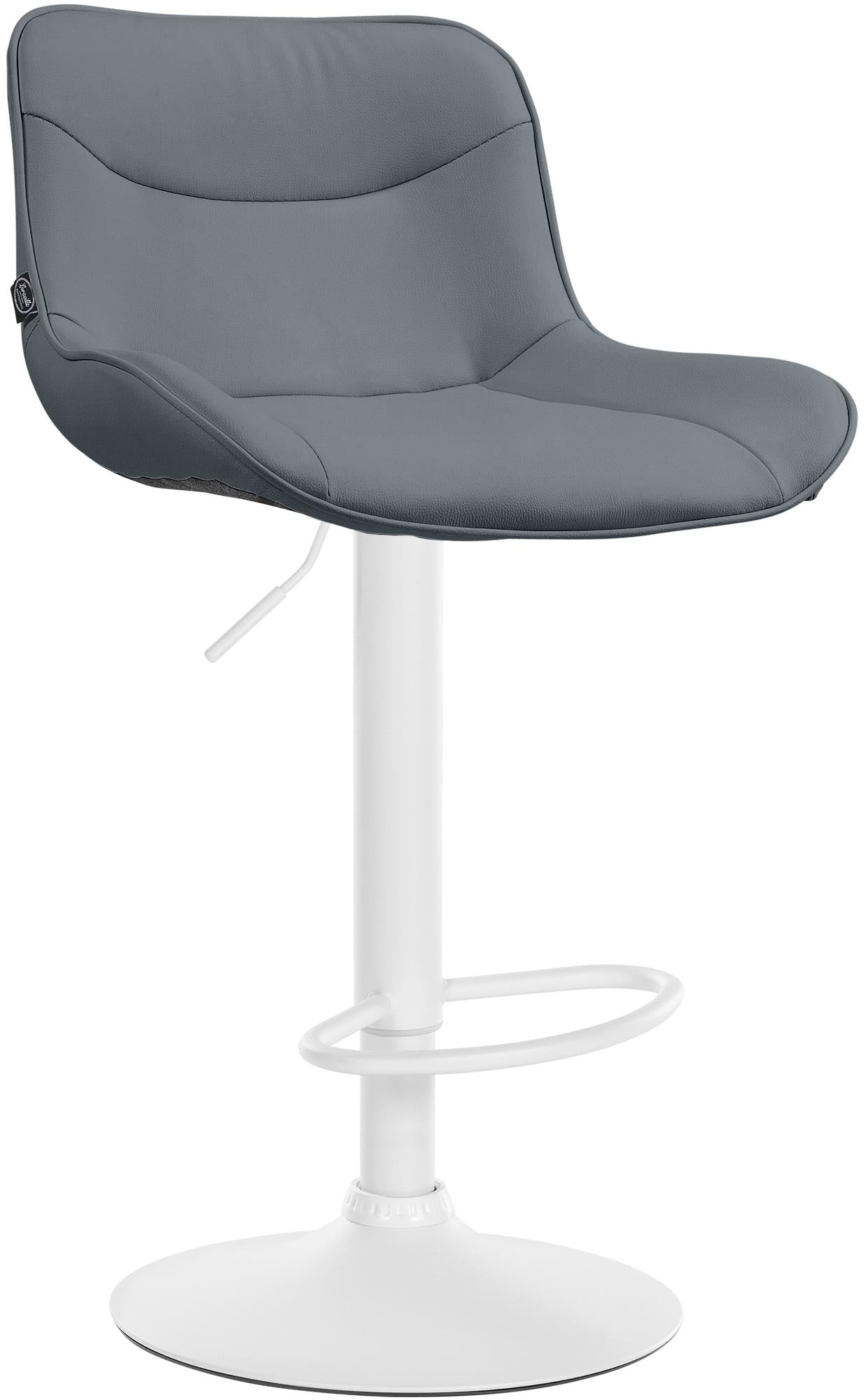 Kunstleren Barkruk - Design Kruk - Ergonomisch Comfort, Verstelbare Hoogte Kleur grijs Onderstel Kleur wit