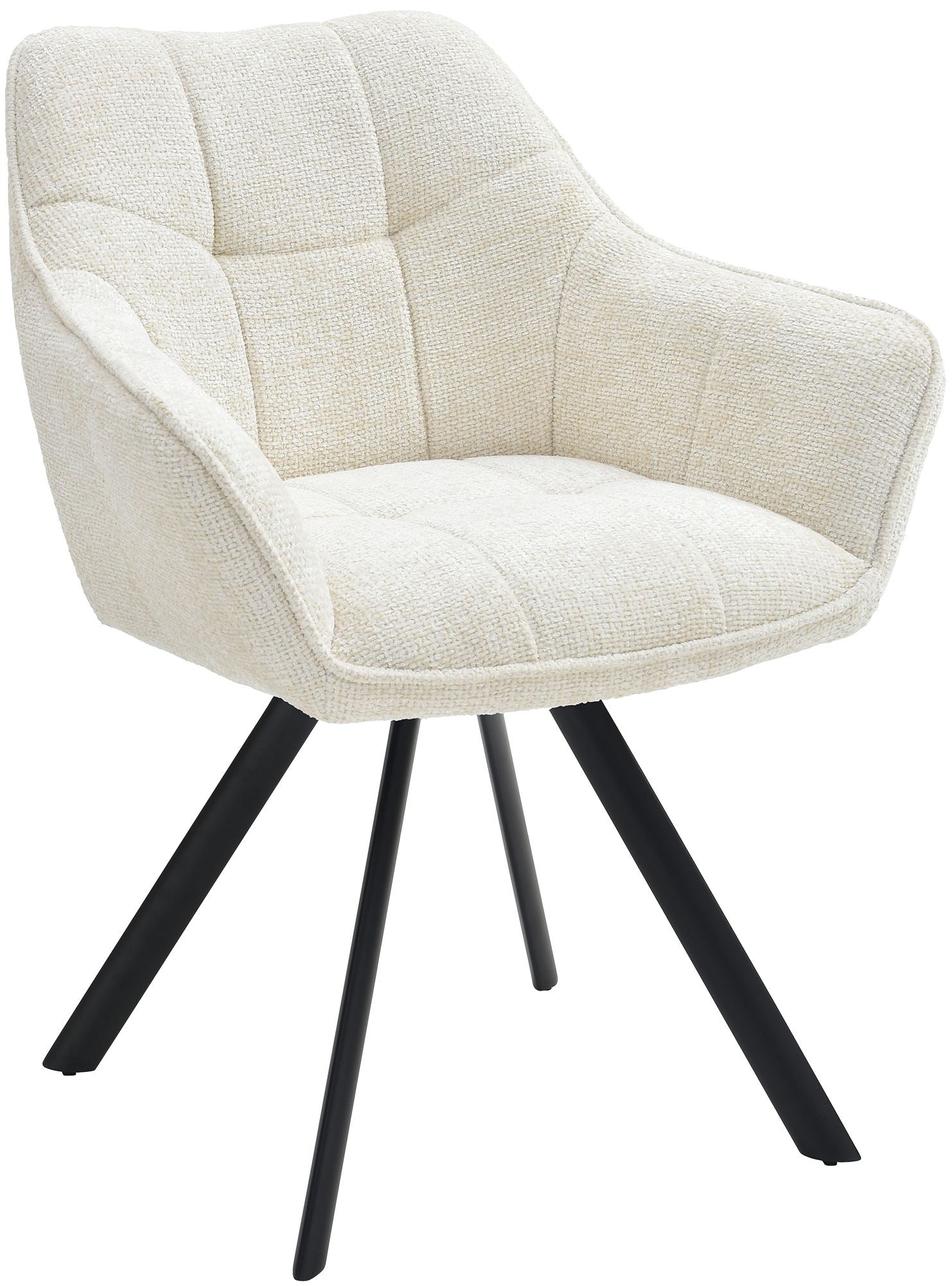 Eetkamerstoel, Draaistoel, 180° Rotatie, Luxe Stof of Fluweel Kleur crème Materiaal Stof