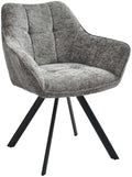 Eetkamerstoel, Draaistoel, 180° Rotatie, Luxe Stof of Fluweel Kleur donkergrijs Materiaal Stof