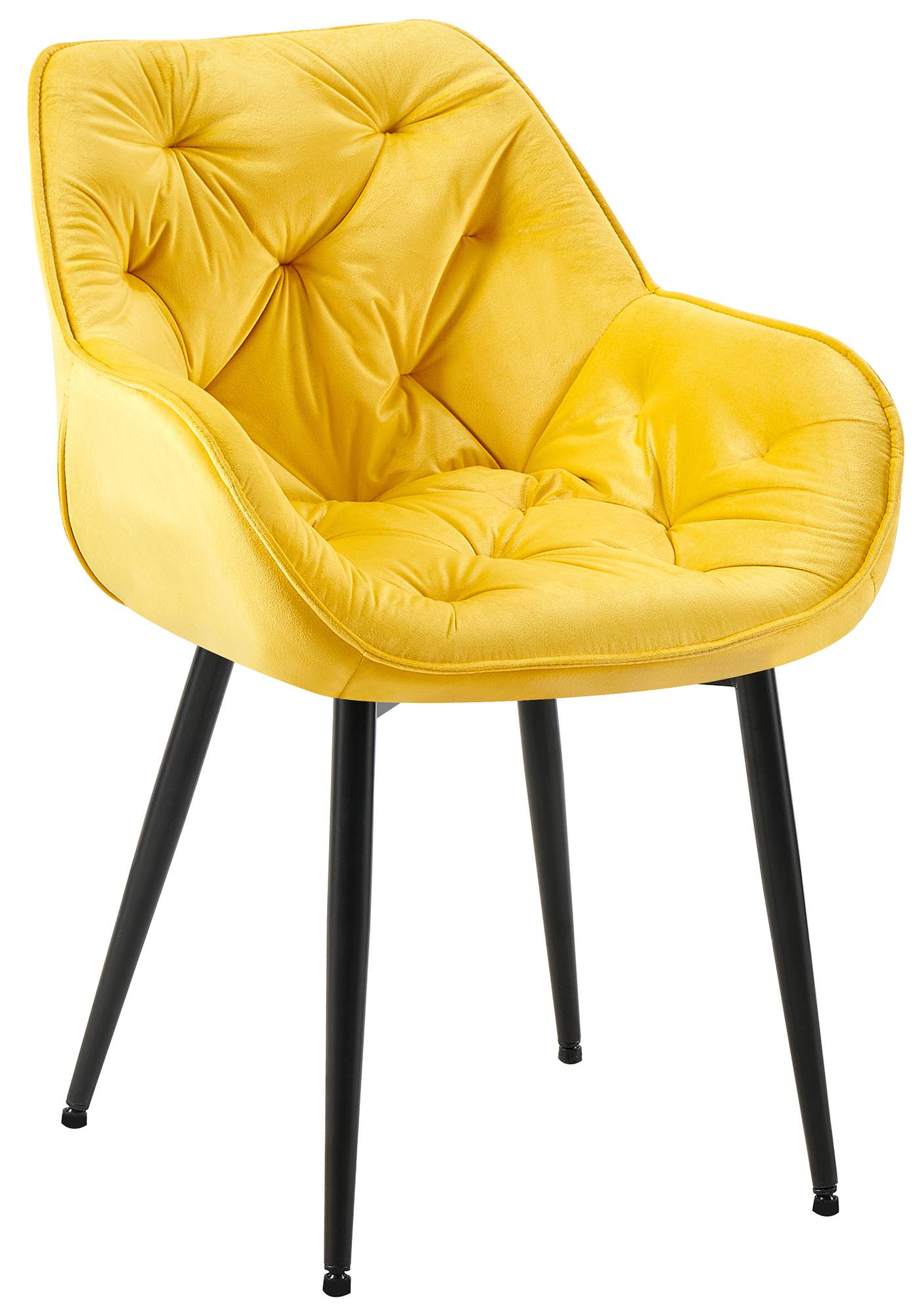 Eetkamerstoel Fluweel - Fauteuil-stijl - Hoog Comfort & Onderhoudsvriendelijk Kleur geel