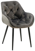 Eetkamerstoel Fluweel - Fauteuil-stijl - Hoog Comfort & Onderhoudsvriendelijk Kleur antraciet