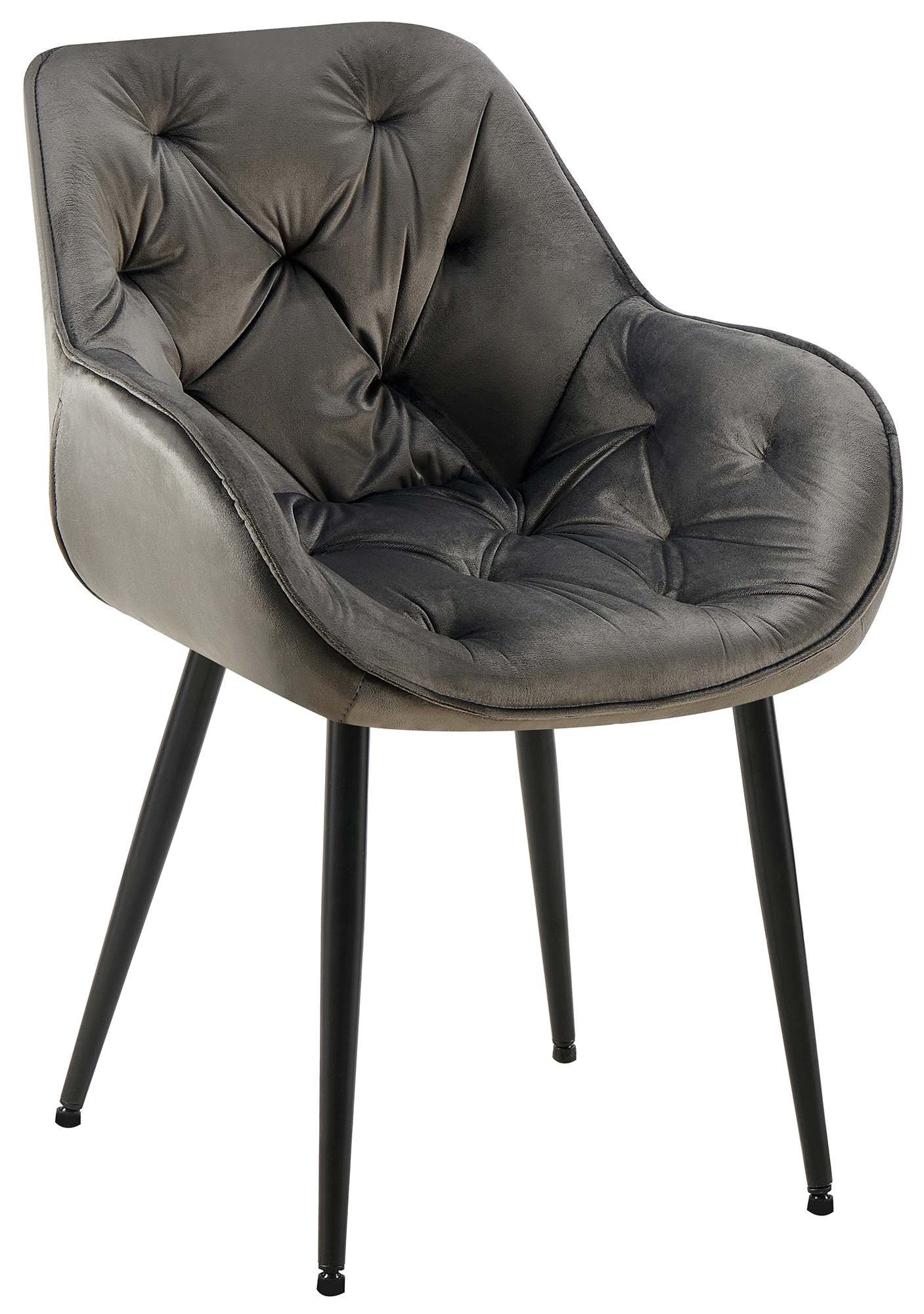 Eetkamerstoel Fluweel - Fauteuil-stijl - Hoog Comfort & Onderhoudsvriendelijk Kleur antraciet