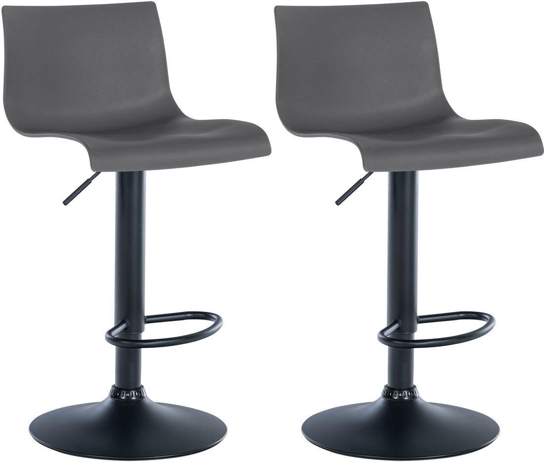 2-delige set Barstoelen - Krukken - 360° Draaibaar met Hoogteregeling Kleur grijs Materiaal KunstStof