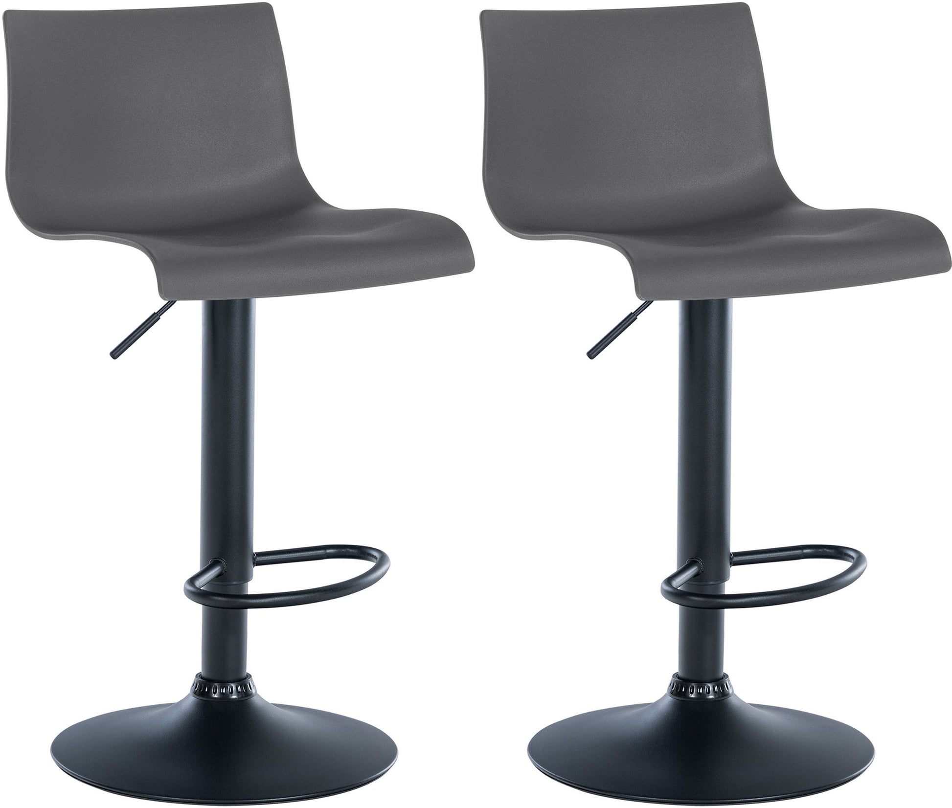 2-delige set Barstoelen - Krukken - 360° Draaibaar met Hoogteregeling Kleur grijs Materiaal KunstStof