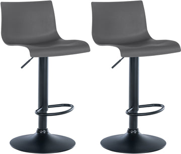 2-delige set Barstoelen - Krukken - 360° Draaibaar met Hoogteregeling Kleur grijs Materiaal KunstStof
