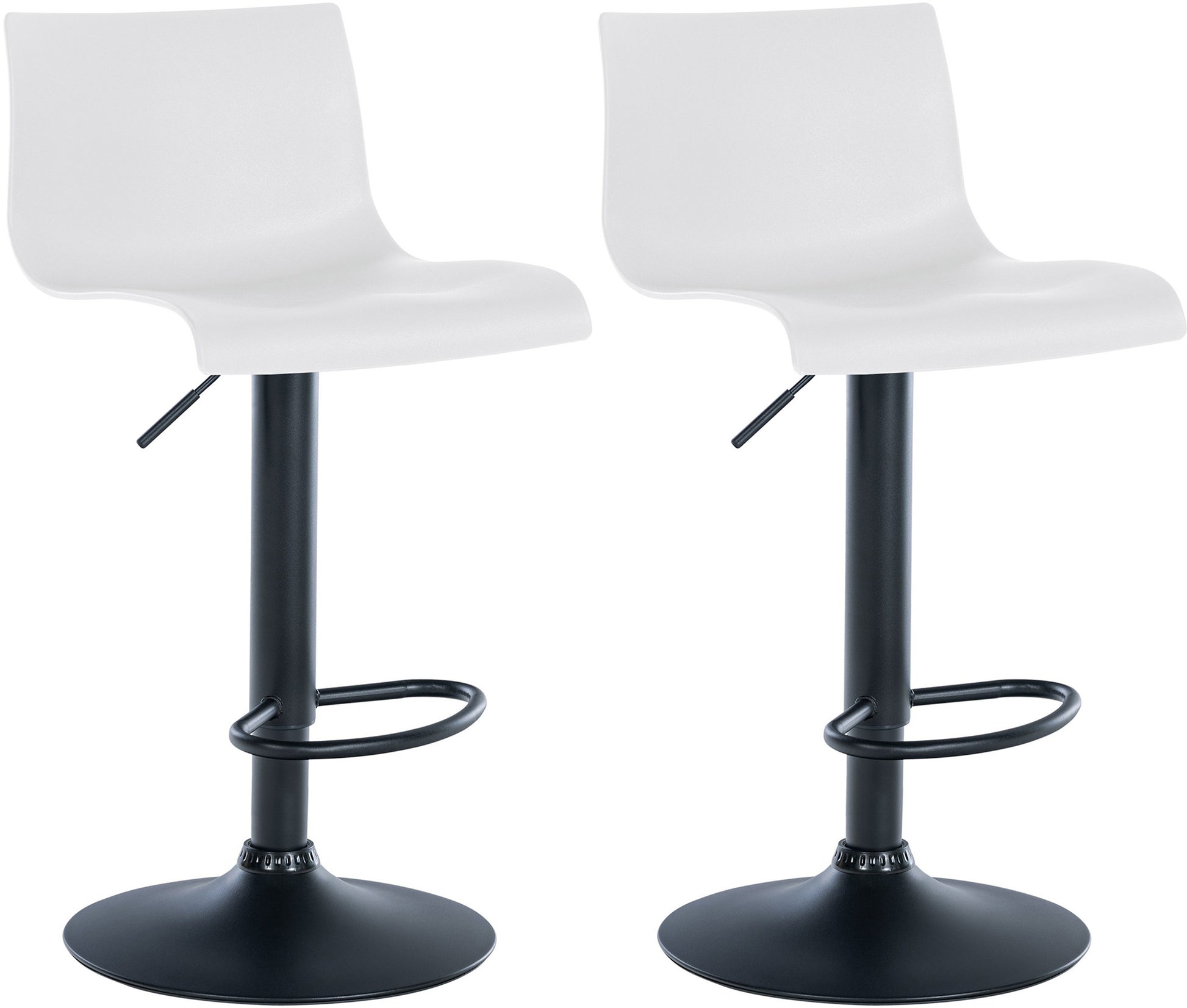 2-delige set Barstoelen - Krukken - 360° Draaibaar met Hoogteregeling Kleur wit Materiaal KunstStof