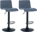 2-delige set Barstoelen - Krukken - 360° Draaibaar met Hoogteregeling Kleur blauw Materiaal Stof