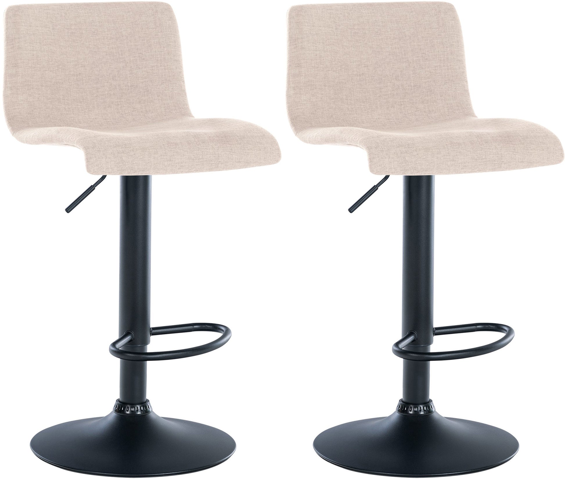 2-delige set Barstoelen - Krukken - 360° Draaibaar met Hoogteregeling Kleur crème Materiaal Stof