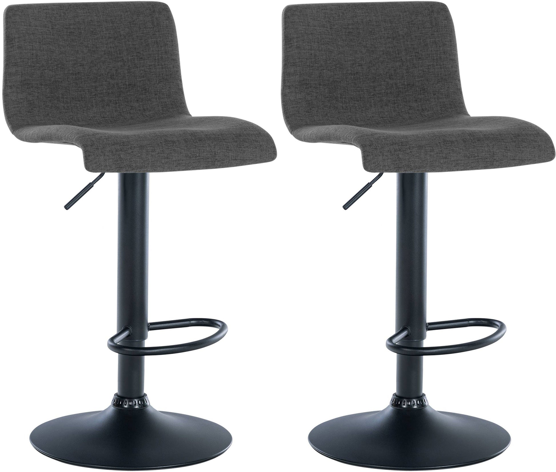 2-delige set Barstoelen - Krukken - 360° Draaibaar met Hoogteregeling Kleur donkergrijs Materiaal Stof