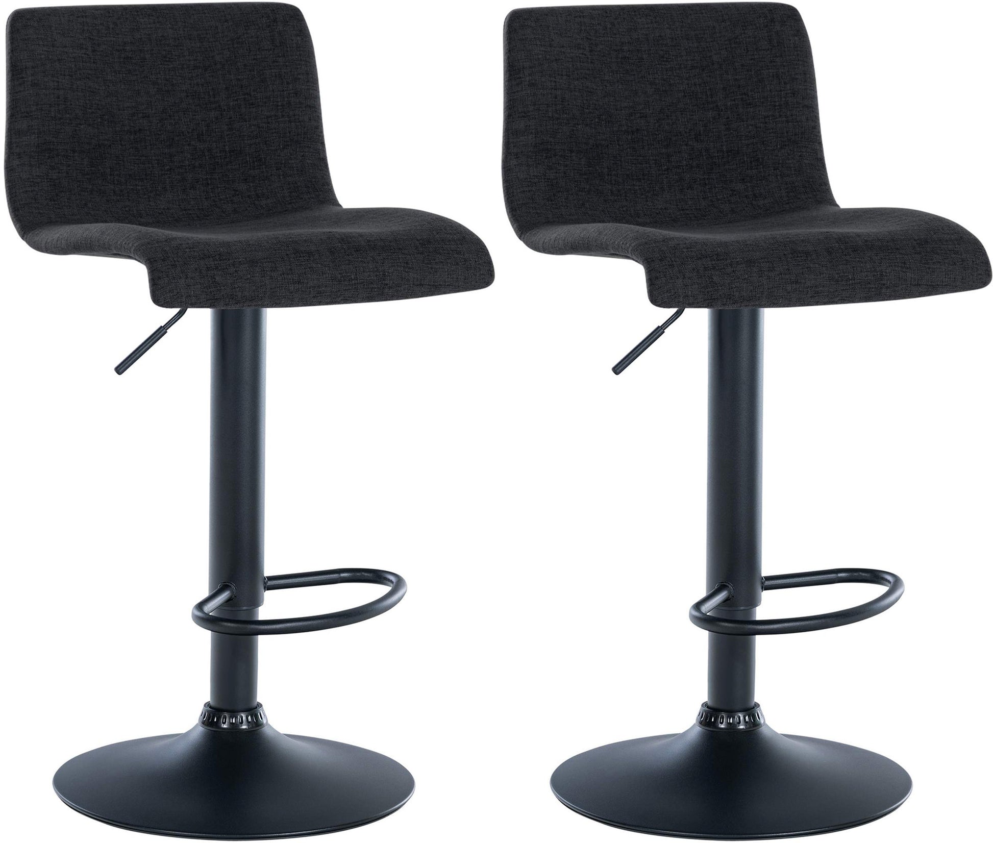 2-delige set Barstoelen - Krukken - 360° Draaibaar met Hoogteregeling Kleur zwart Materiaal Stof