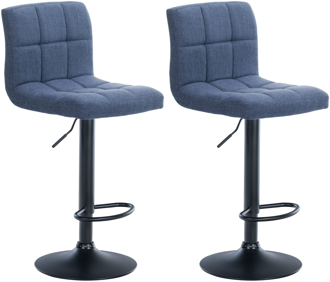 Set van 2 Luxe Barkrukken - Barstoelen - 360° Draaibaar Comfort Kleur blauw