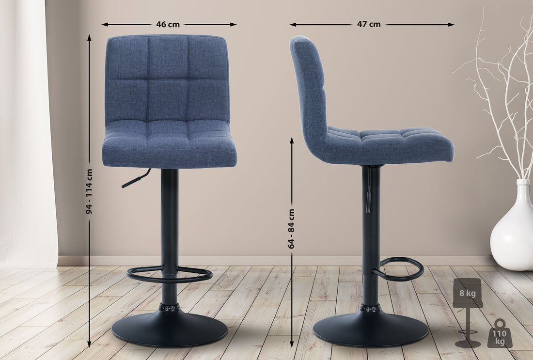 Set van 2 Luxe Barkrukken - Barstoelen - 360° Draaibaar Comfort Kleur blauw