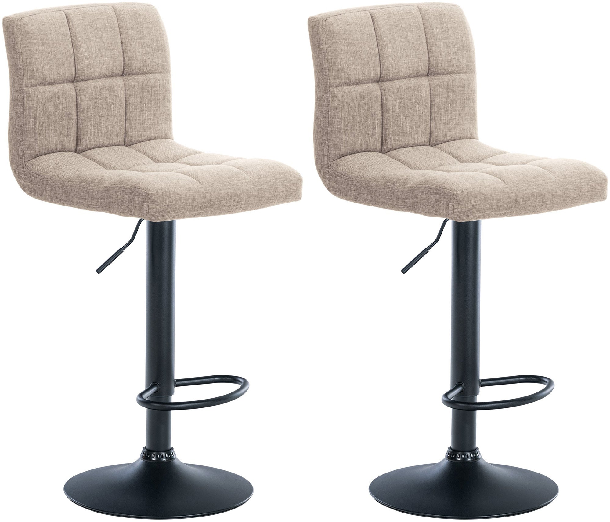 Set van 2 Moderne Barkrukken - Stof in Polyester - 360° Draaibaar - Ultiem Comfort Kleur crème
