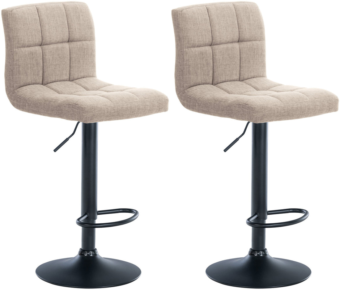 Set van 2 Moderne Barkrukken - Stof in Polyester - 360° Draaibaar - Ultiem Comfort Kleur crème