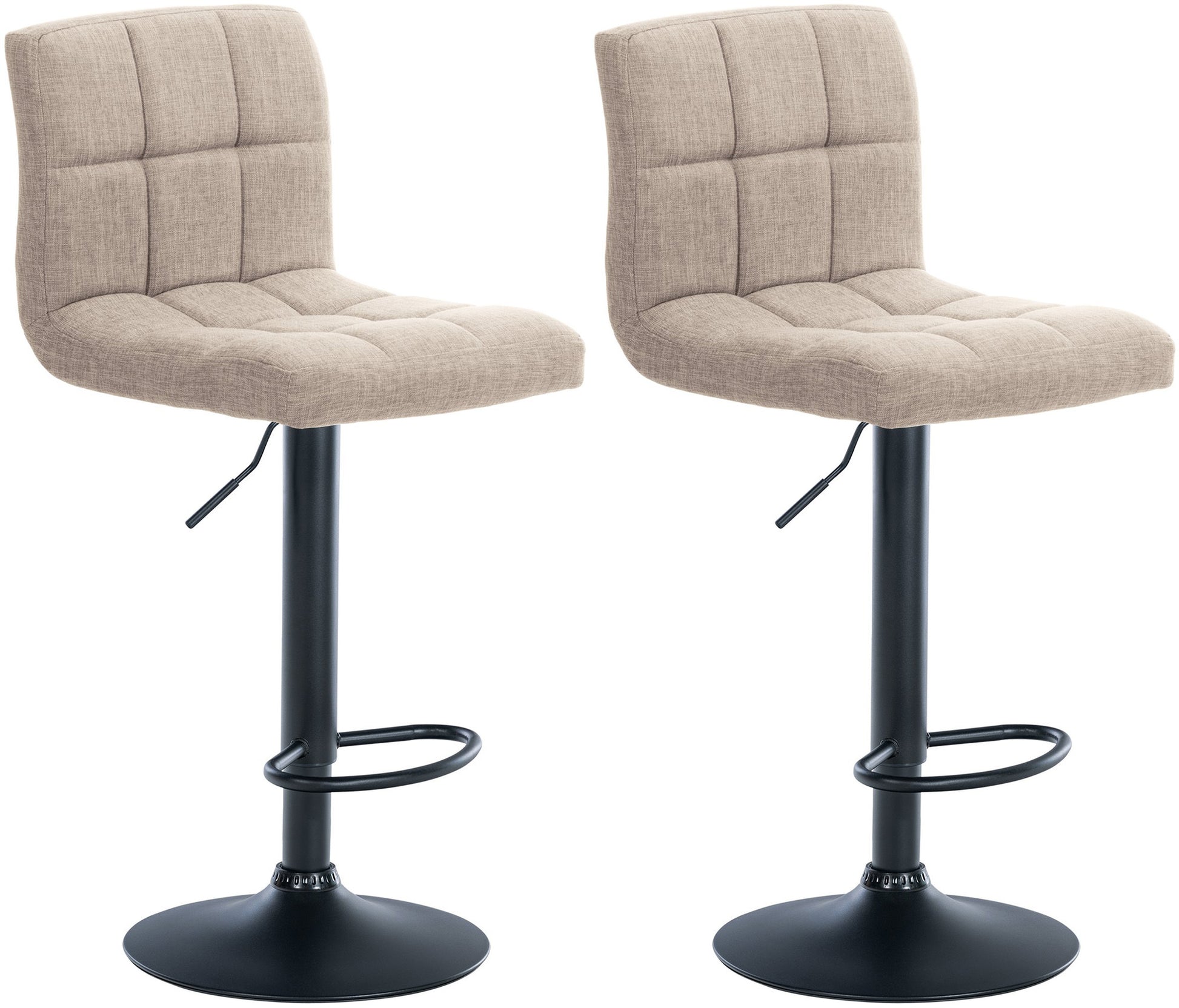 Set van 2 Moderne Barkrukken - Stof in Polyester - 360° Draaibaar - Ultiem Comfort Kleur crème