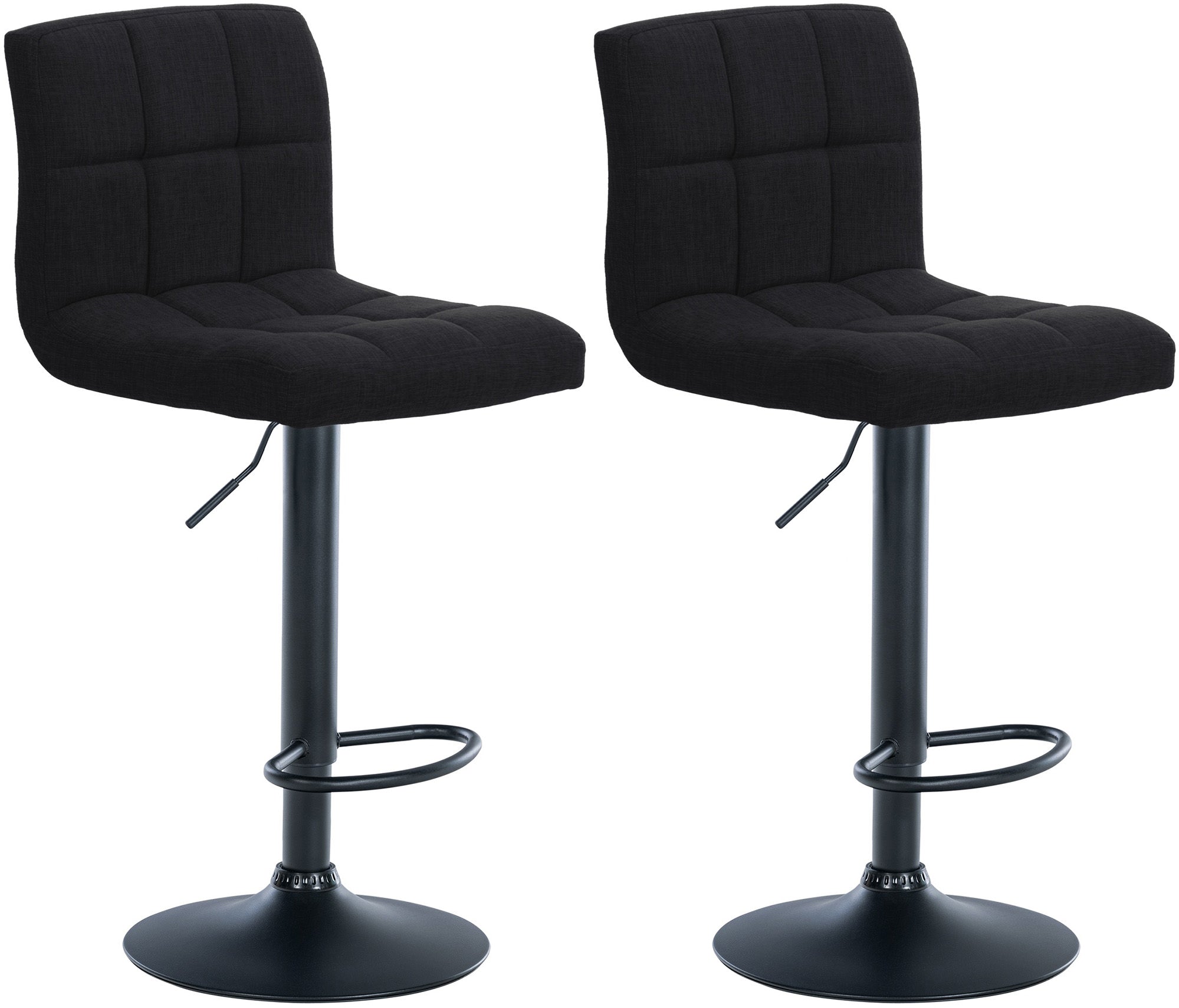 Set van 2 Verstelbare Barkrukken - Keukenkrukken - Hoogteverstelbaar Comfort Kleur zwart