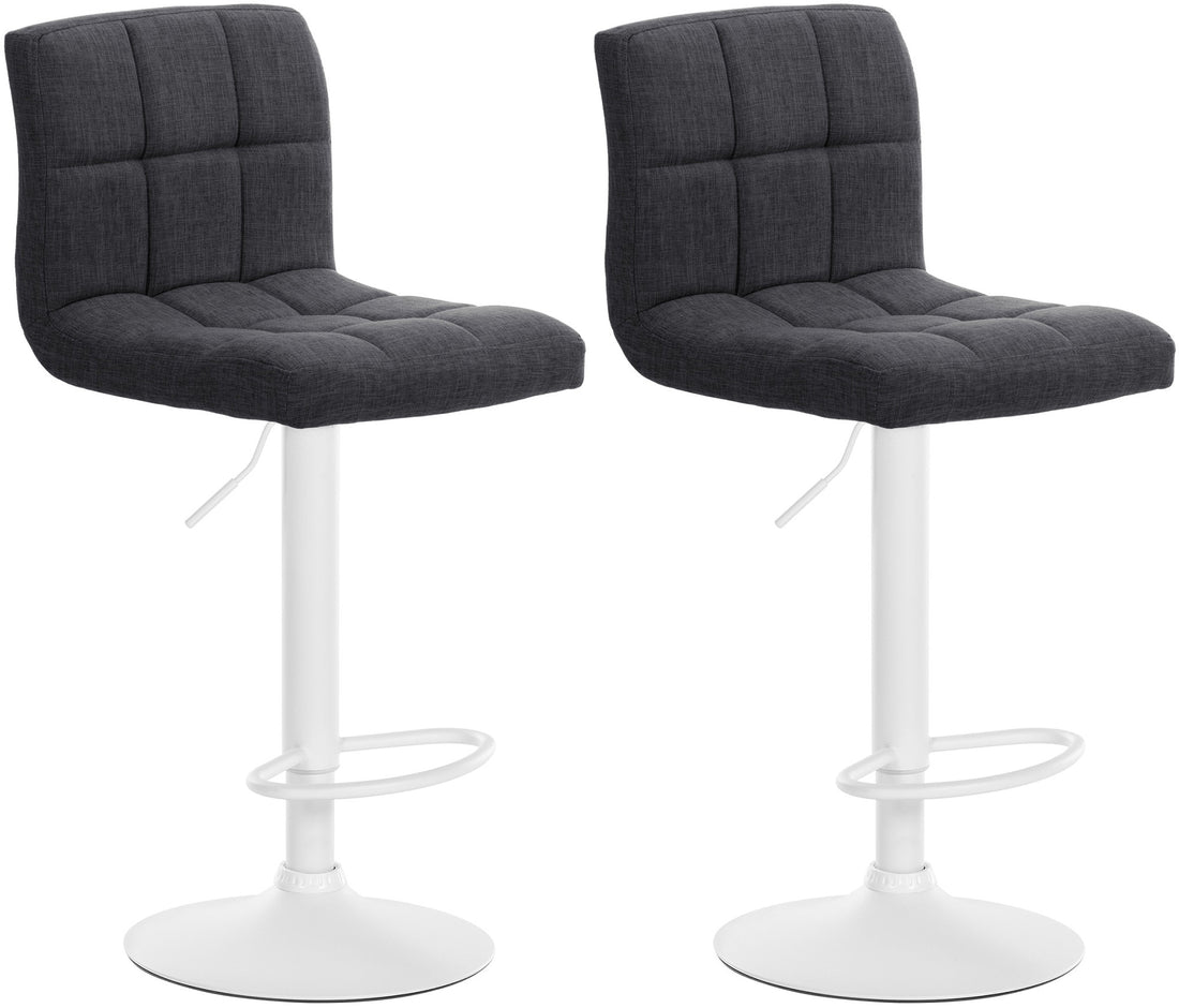 Set van 2 Moderne Barkrukken - Stoffen Krukken - 360° Draaibare Zitting, Hoogte Verstelbaar Kleur donkergrijs