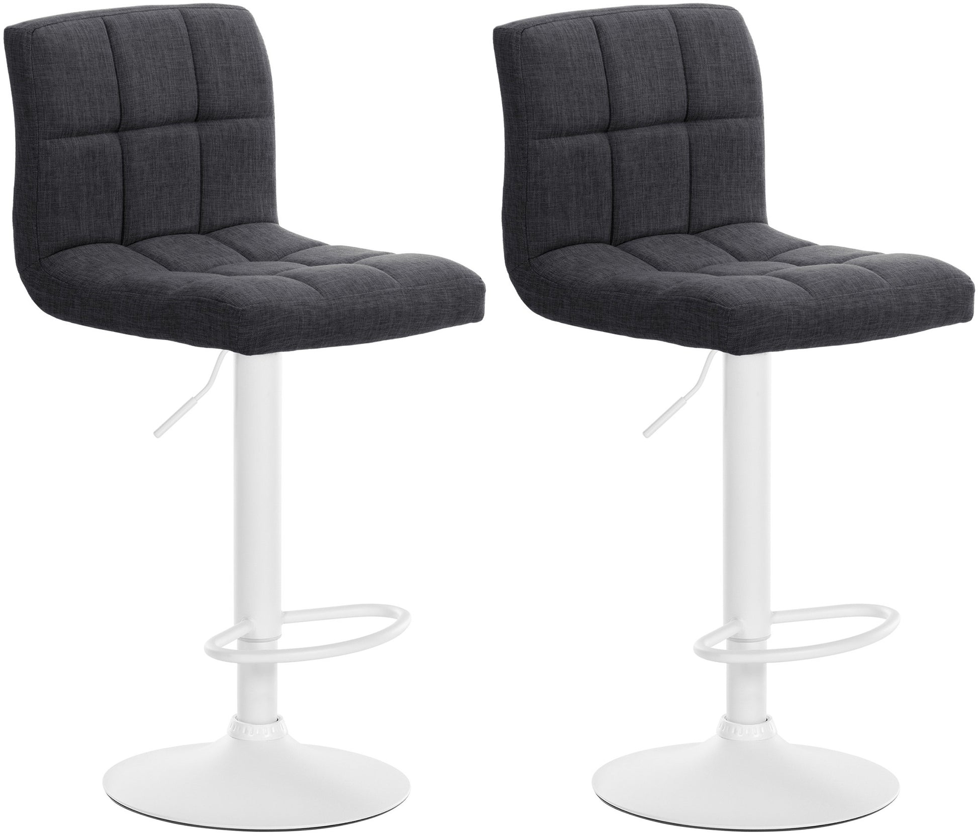 Set van 2 Moderne Barkrukken - Stoffen Krukken - 360° Draaibare Zitting, Hoogte Verstelbaar Kleur donkergrijs