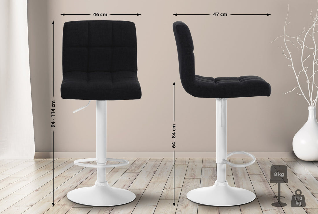 Set van 2 Barkrukken - Hoge Stoelen - 360° Draaibaar Design, Hoogte Verstelbaar Comfort Kleur zwart