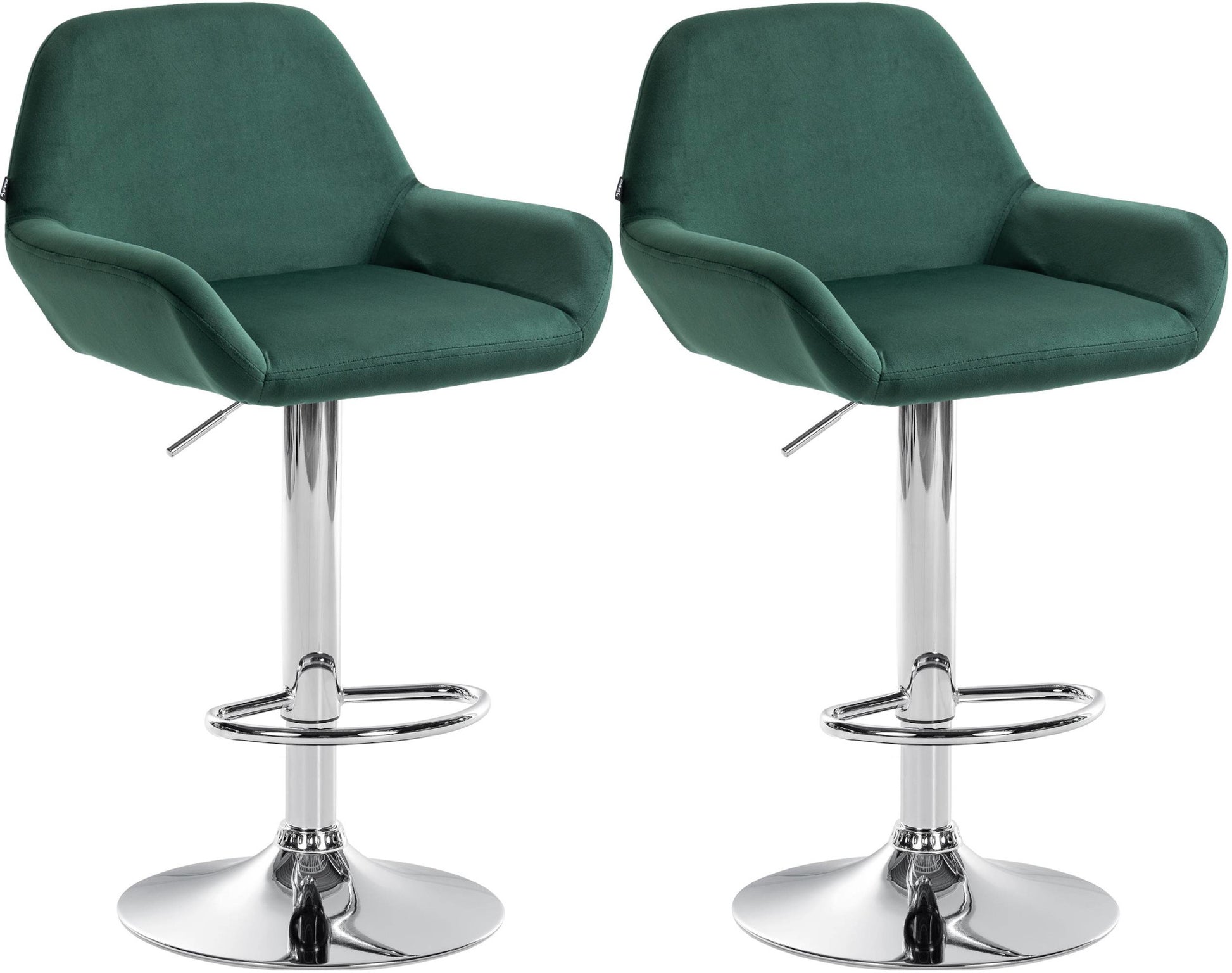 Set van 2 Barkrukken - Fluwelen Stoelen - Verstelbare Hoogte 360° Draaibaar Kleur donkergroen Materiaal onderstel Metaal in chroomlook