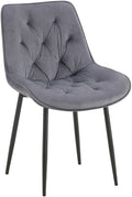 Moderne Eetkamerstoel - Keukenstoel - Hoog Zitcomfort - Fluwelen Bekleding Kleur donkergrijs