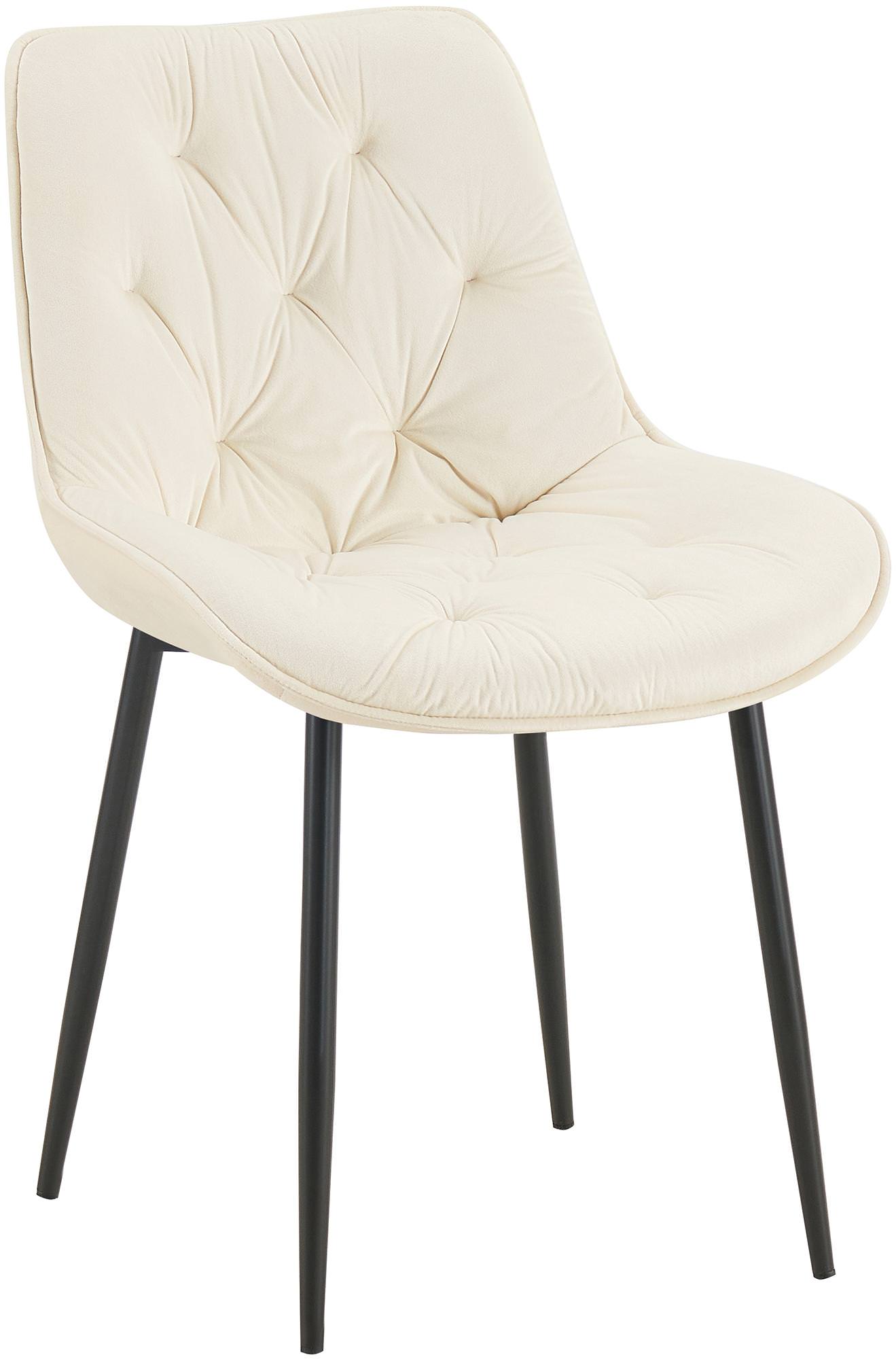 Moderne Eetkamerstoel - Keukenstoel - Hoog Zitcomfort - Fluwelen Bekleding Kleur crème