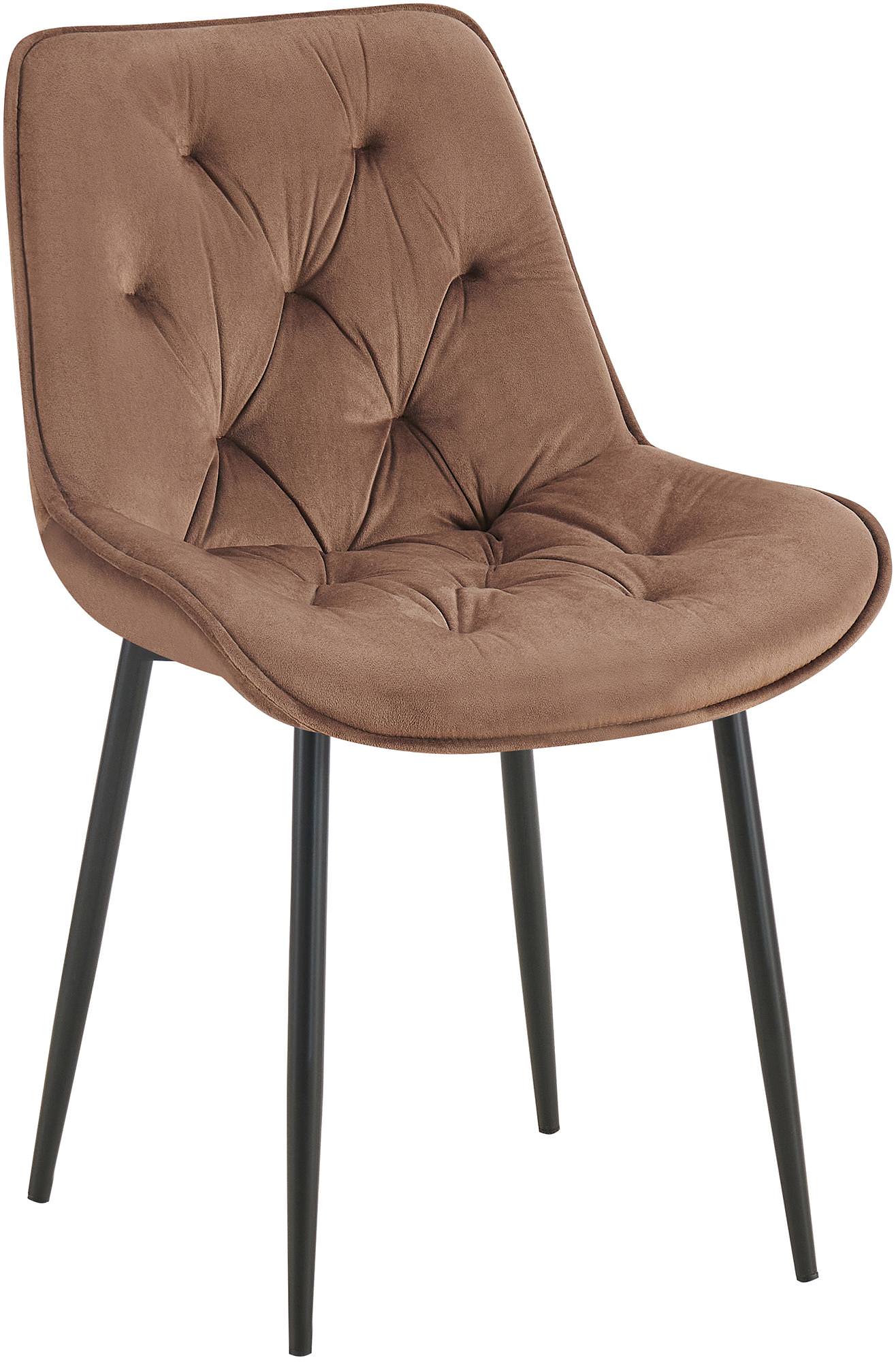 Moderne Eetkamerstoel - Keukenstoel - Hoog Zitcomfort - Fluwelen Bekleding Kleur bruin