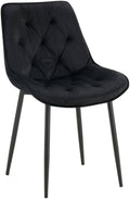 Moderne Eetkamerstoel - Keukenstoel - Hoog Zitcomfort - Fluwelen Bekleding Kleur zwart