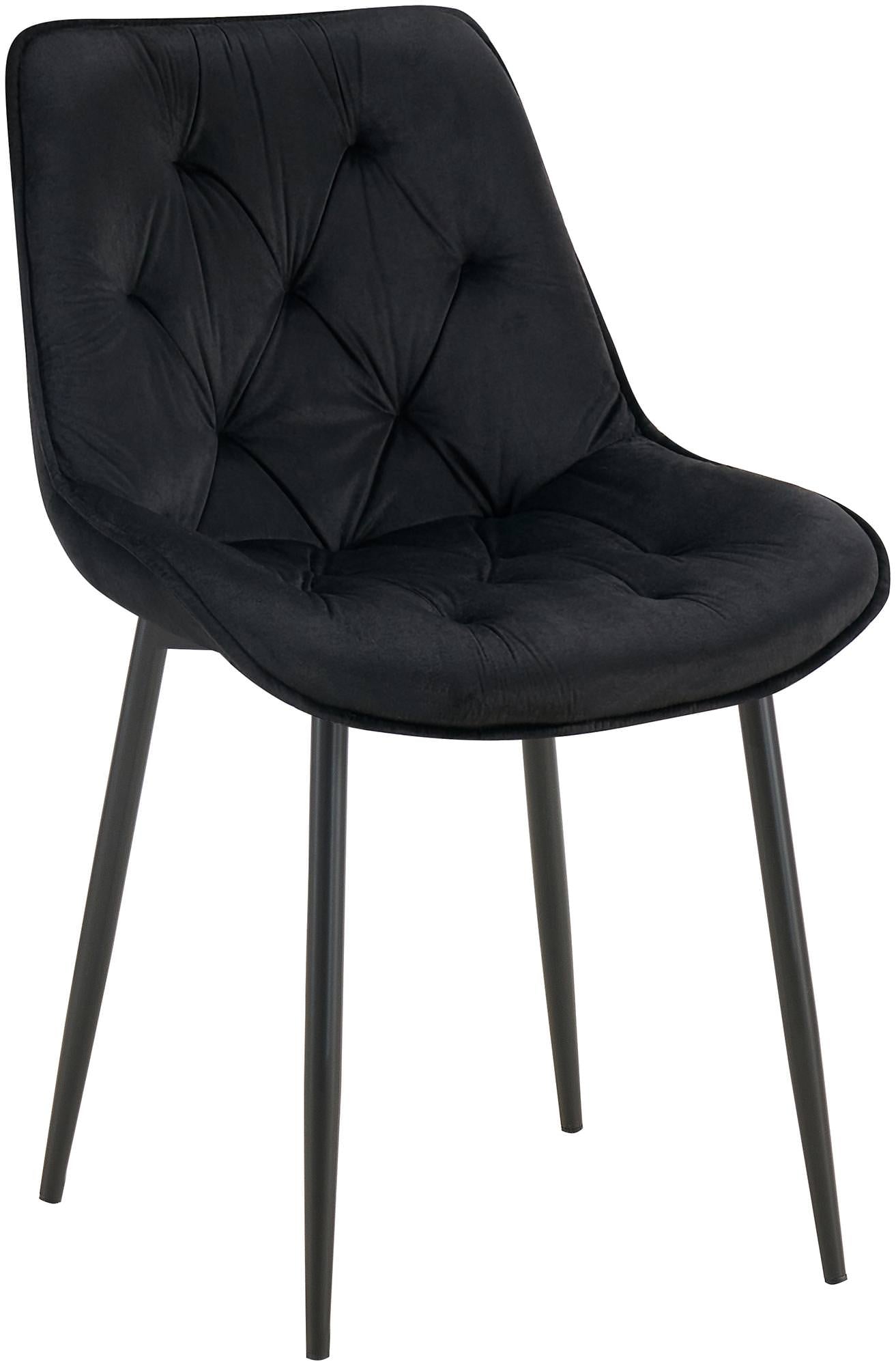 Moderne Eetkamerstoel - Keukenstoel - Hoog Zitcomfort - Fluwelen Bekleding Kleur zwart