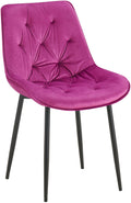 Moderne Eetkamerstoel - Keukenstoel - Hoog Zitcomfort - Fluwelen Bekleding Kleur lila
