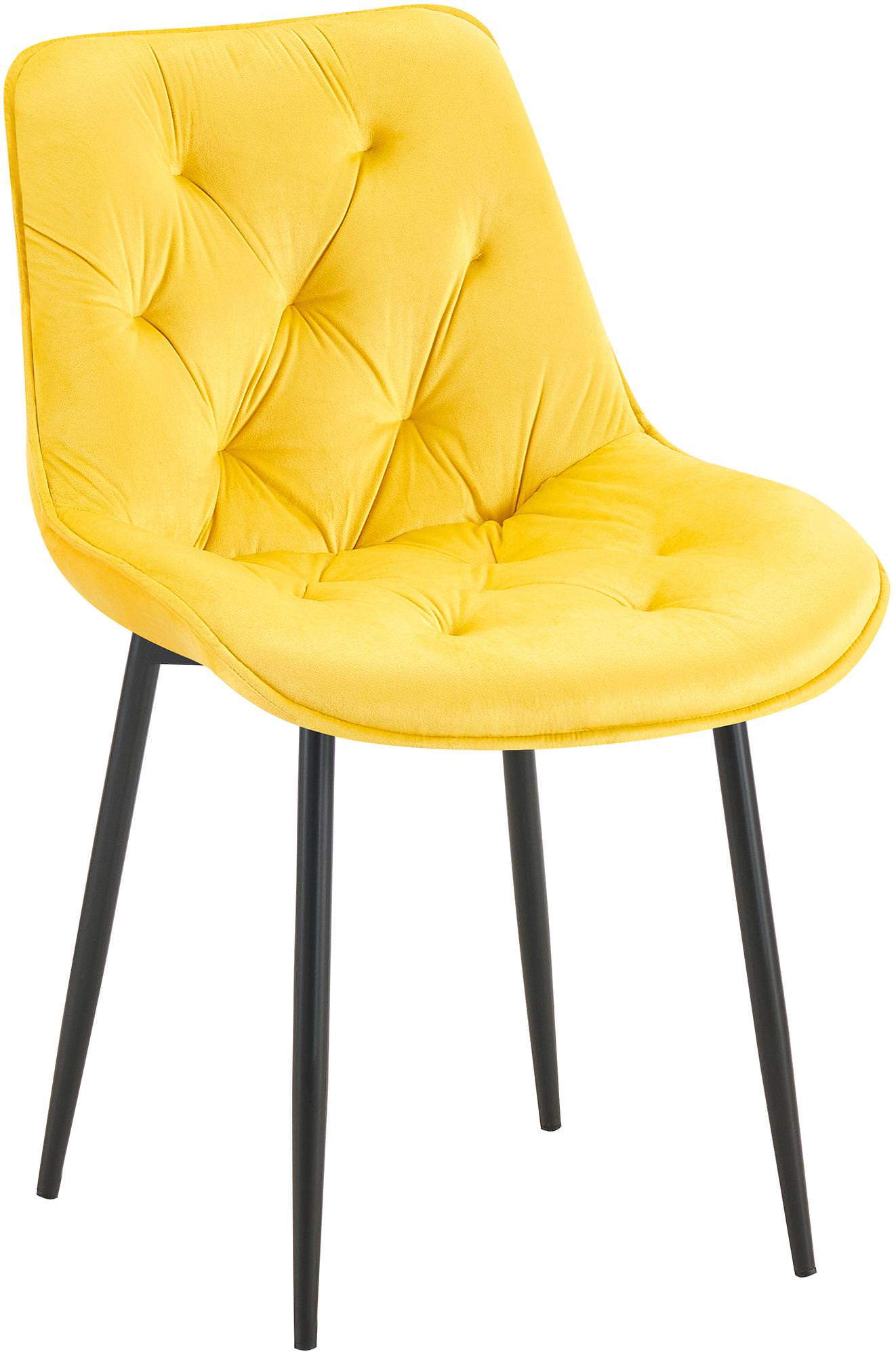 Moderne Eetkamerstoel - Keukenstoel - Hoog Zitcomfort - Fluwelen Bekleding Kleur geel