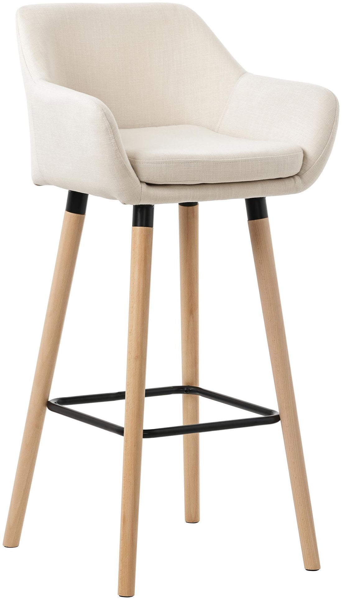 Stijlvolle Barkruk - Loungestoel - Comfortabele Zithouding, Wasbaar Kussen - Beukenhouten Frame Kleur beige