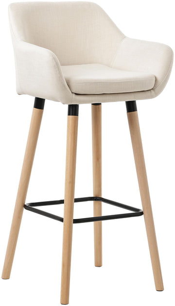 Stijlvolle Barkruk - Loungestoel - Comfortabele Zithouding, Wasbaar Kussen - Beukenhouten Frame Kleur beige