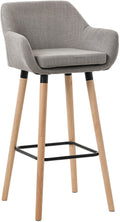 Moderne Barkruk - Hocker - Hoog Zitcomfort en Stijlvolle Stoffen Bekleding Kleur grijs