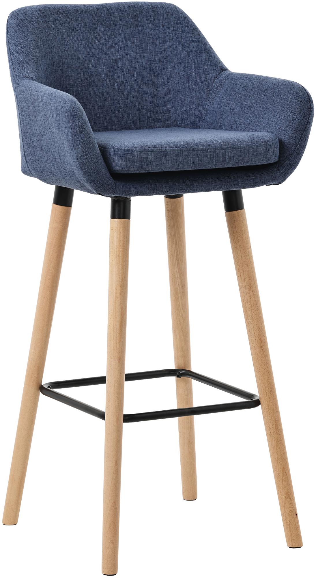 Moderne Barkruk - Hocker - Hoog Zitcomfort en Stijlvolle Stoffen Bekleding Kleur donkerblauw