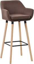 Moderne Barkruk - Hocker - Hoog Zitcomfort en Stijlvolle Stoffen Bekleding Kleur koffie