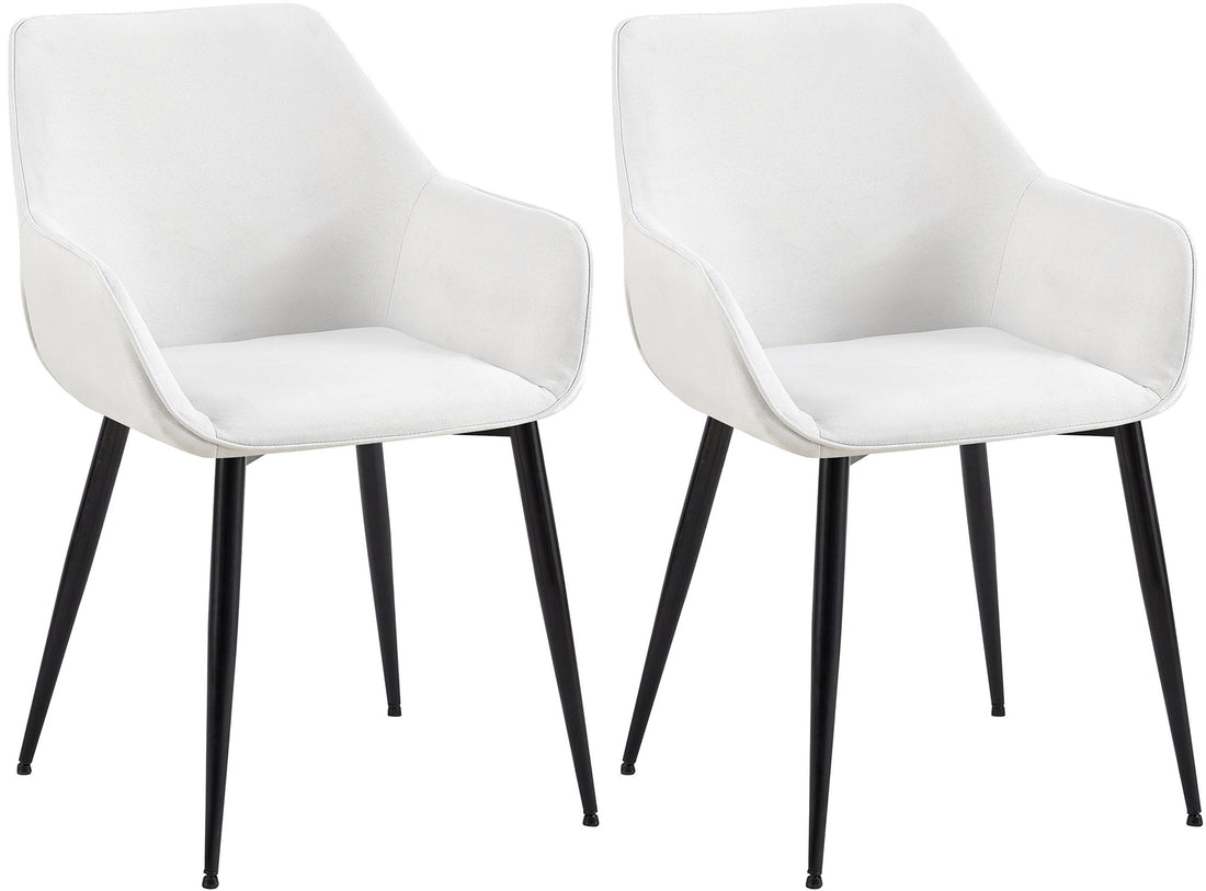 2-delige set Eetkamerstoelen - Fauteuils - Robuuste constructie, Hoog comfort Kleur crème Materiaal Stof