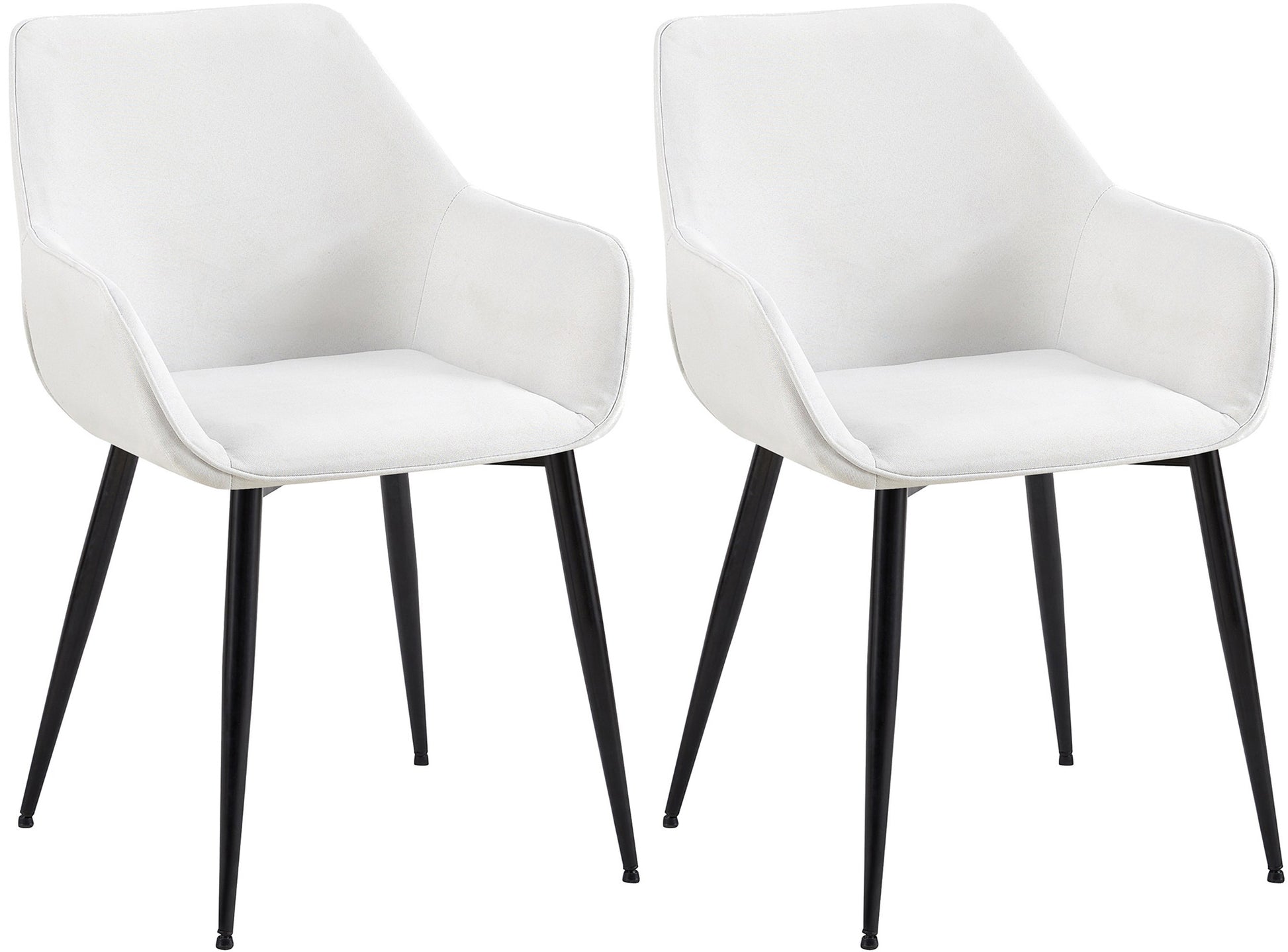 2-delige set Eetkamerstoelen - Fauteuils - Robuuste constructie, Hoog comfort Kleur crème Materiaal Stof
