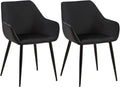 2-delige set Eetkamerstoelen - Fauteuils - Robuuste constructie, Hoog comfort Kleur zwart Materiaal zacht