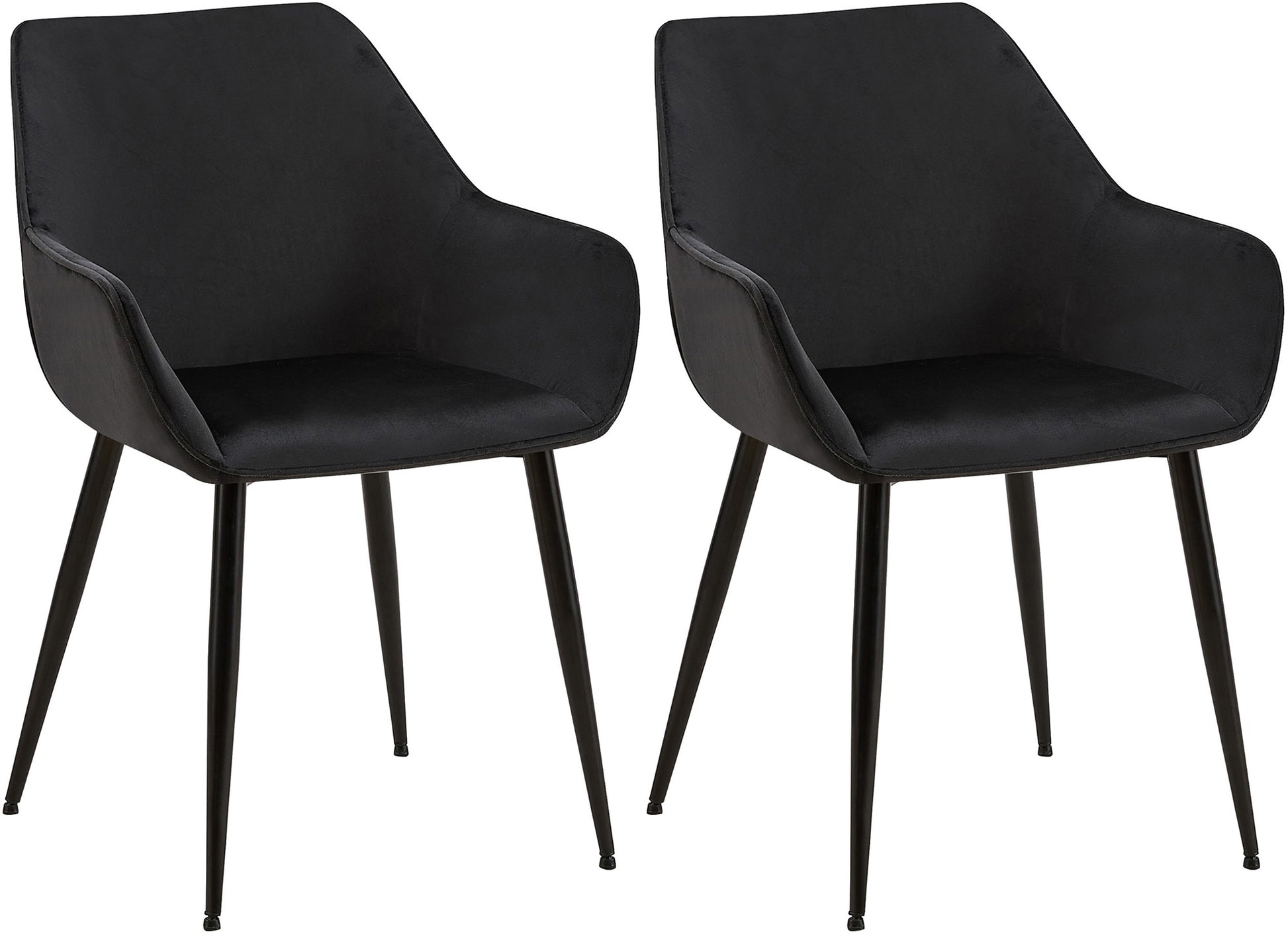 2-delige set Eetkamerstoelen - Fauteuils - Robuuste constructie, Hoog comfort Kleur zwart Materiaal zacht