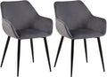 2-delige set Eetkamerstoelen - Fauteuils - Robuuste constructie, Hoog comfort Kleur donkergrijs Materiaal zacht