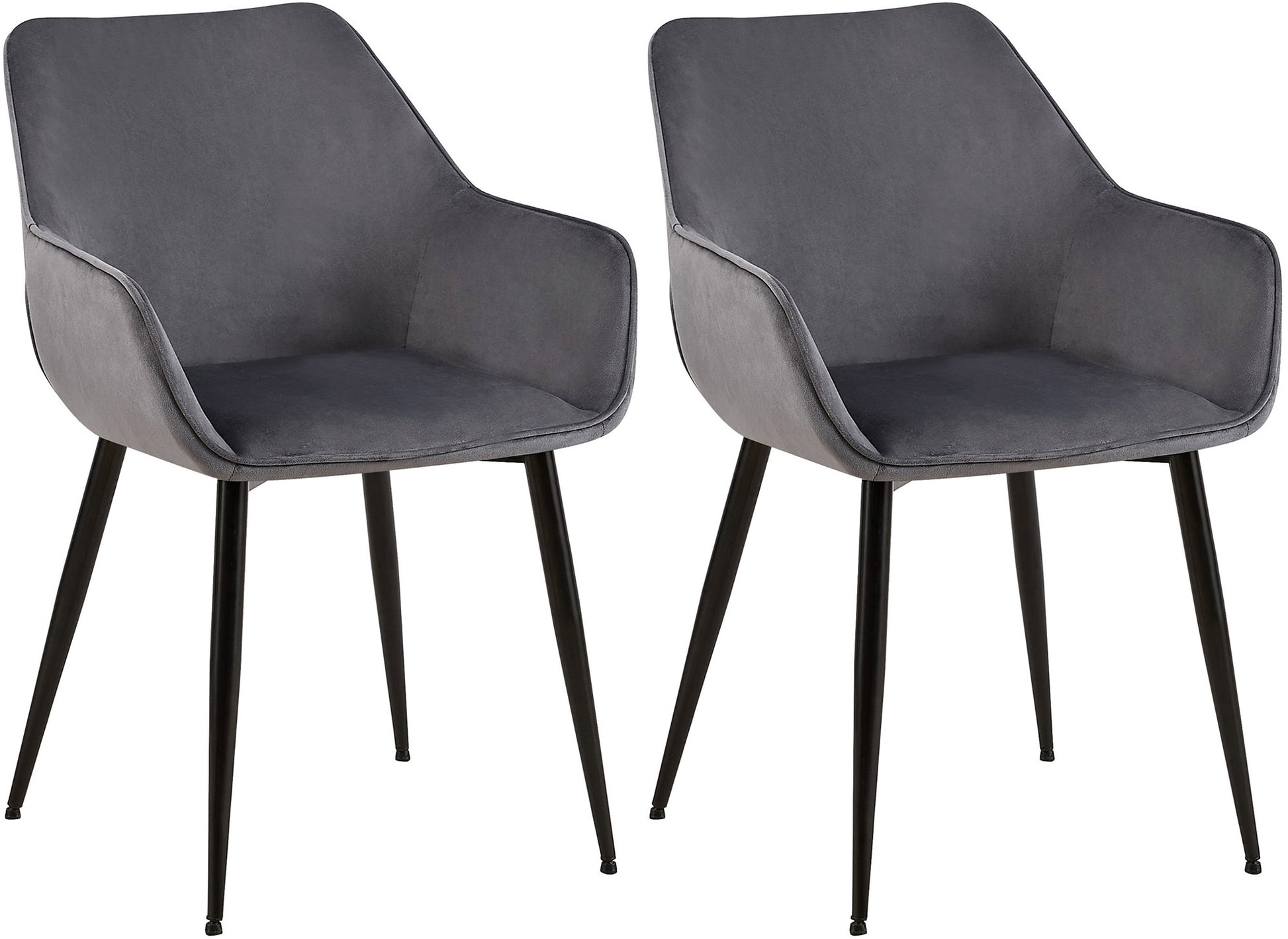 2-delige set Eetkamerstoelen - Fauteuils - Robuuste constructie, Hoog comfort Kleur donkergrijs Materiaal zacht